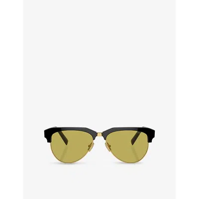 MIU MIU WOMENS BLACK MU 09ZS PILOT-FRAME ACETATE SUNGLASSES