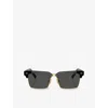 Miu Miu Womens Black Mu 10zs Rectangle-frame Acetate Sunglasses In Black