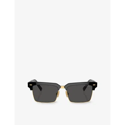 MIU MIU WOMENS BLACK MU 10ZS RECTANGLE-FRAME ACETATE SUNGLASSES