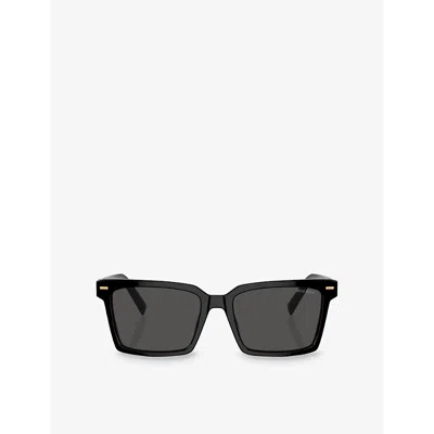 MIU MIU WOMENS BLACK MU 13ZS RECTANGLE-FRAME ACETATE SUNGLASSES