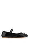 Miu Miu Bow-detailed Slip-on Satin Ballerina Shoes In Black