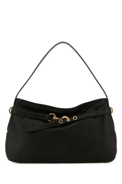 Miu Miu Women Black Nappa Leather Aventure Shoulder Bag
