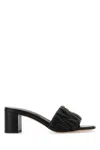 Miu Miu Women Black Nappa Leather Mules In Black