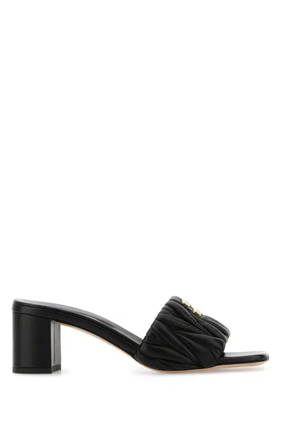 MIU MIU MIU MIU WOMEN BLACK NAPPA LEATHER MULES