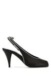 Miu Miu Nappa Leather Sandals Contrast Trim Peep Toe