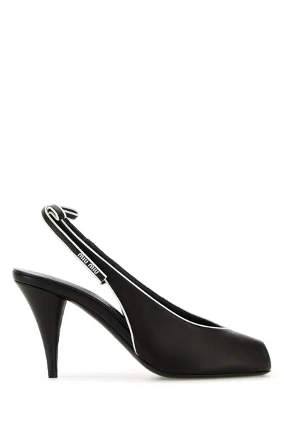 MIU MIU MIU MIU WOMEN BLACK NAPPA LEATHER SANDALS