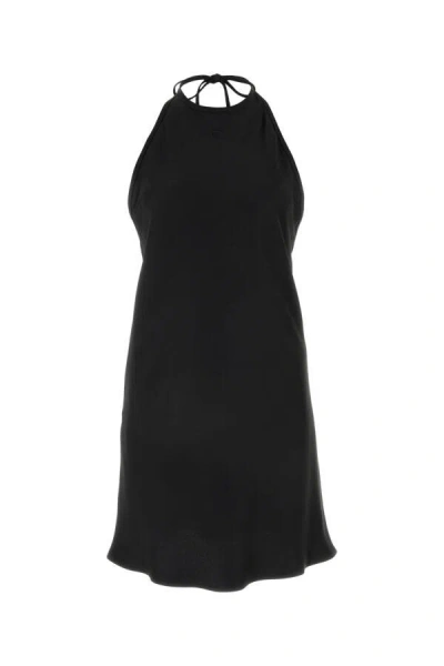 Miu Miu Satin Dress With Back Tie Detail In Black