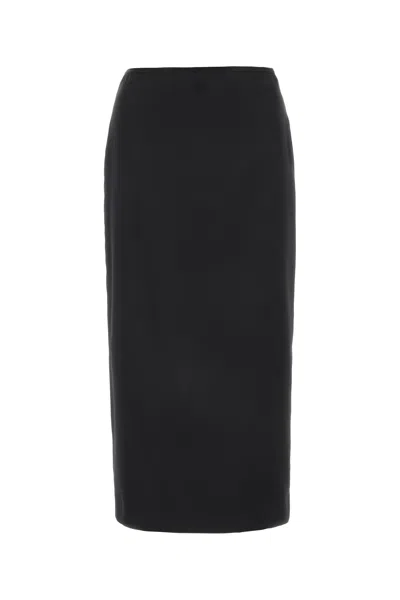 Miu Miu Women Black Stretch Silk Skirt