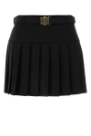 Miu Miu Black Stretch Wool Mini Skirt In Black