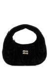 Miu Miu Women Black Velvet Mini Wander Handbag In Black