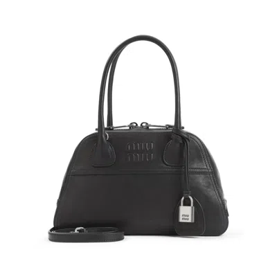 Miu Miu Women Black Vivian Small Satchel In Blue