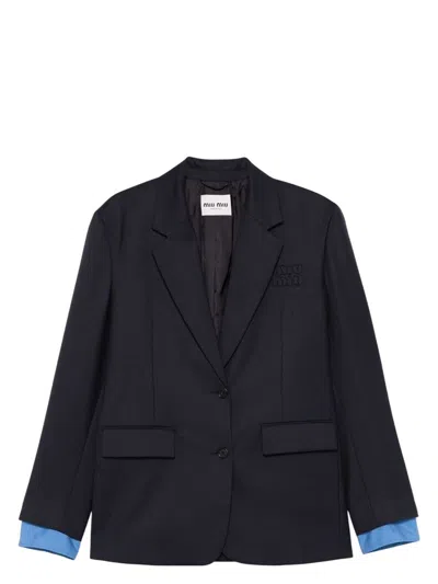Miu Miu Women's Blazer With Blue Cuff Details