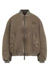 Miu Miu Long-sleeved Casual Jacket In Brown