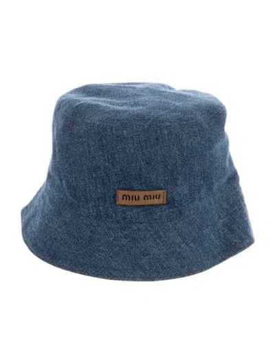 Pre-owned Miu Miu Women's Blue Cotton  Bucket Hat  W/tags
