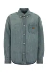 Miu Miu Blue Regular Solid Shirt In Blue