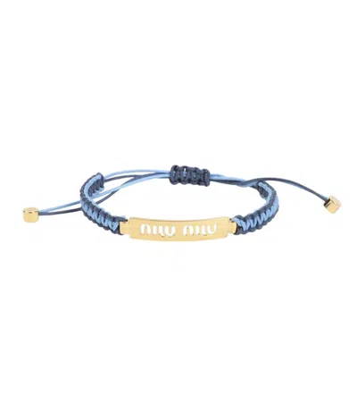 MIU MIU WOMEN BLUE TEXTURE LOGO SLIDER BRACELET, ONESIZE LUXURY BRACELETS FOR WOMEN DARVEYS