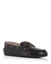 Miu Miu Unlined Boat Loafers In Decolored Leather In Black