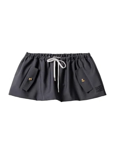 Miu Miu Women's Bonded Kid Mohair Miniskirt In Black