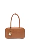 Miu Miu Women's Brown Bauletto Bag With Relief Logo Zip