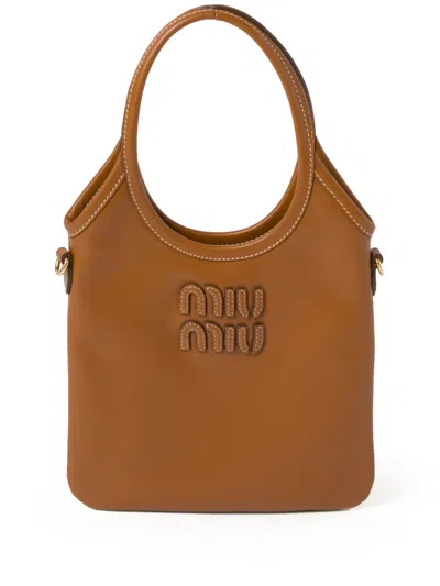MIU MIU WOMEN BROWN IVY TOTE, ONESIZE LUXURY TOTES FOR WOMEN DARVEYS
