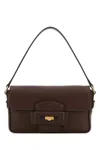 Miu Miu Women Black Leather Penny Shoulder Bag In Brown