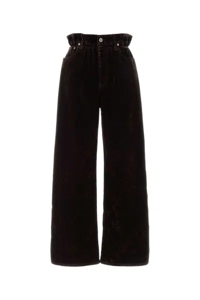 Miu Miu Women Brown Loose Flat Front Pants In Multi