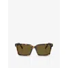 Miu Miu Womens Brown Mu 13zs Rectangle-frame Acetate Sunglasses In Brown