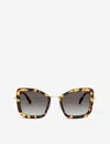 Miu Miu Mu 55vs 51 Tortoiseshell-print Square-framed Acetate And Metal Sunglasses In Brown