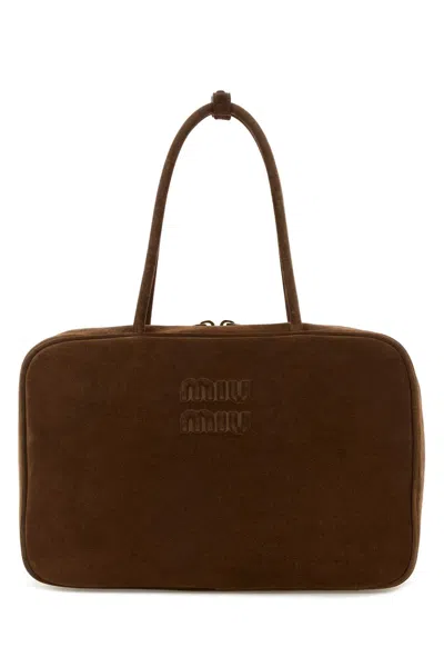 Miu Miu Women Brown Suede Handbag