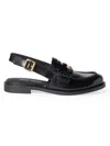 Miu Miu Spazzolato Leather Slingback Penny Loafers In Black