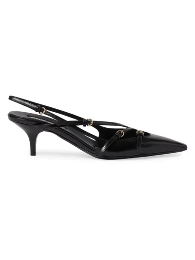 Miu Miu Patent Leather Slingbacks With Buckles Shoes In Black