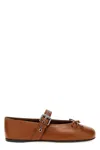 Miu Miu Buckle-strap Leather Ballet Flats In Brown