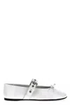 Miu Miu Buckle And Bow Ballet Flats Flat Shoes White In Purple