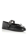 Miu Miu Leather Mary Jane Ballerina Flats In Nero