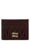 Miu Miu Women Burgundy Leather Card Holder