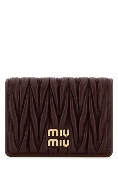 MIU MIU MIU MIU WOMEN BURGUNDY NAPPA LEATHER CARD HOLDER