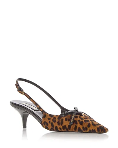 Miu Miu Women's Calf Hair Slingback Pumps In Multi