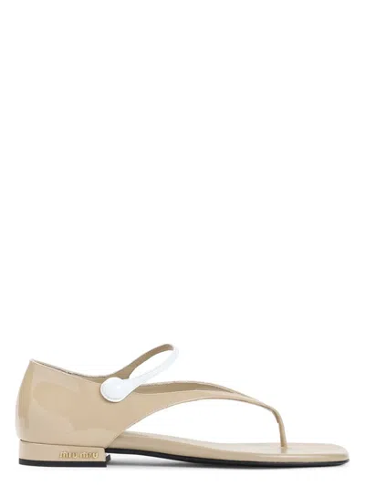 MIU MIU WOMEN'S CALF LEATHER SANDALS