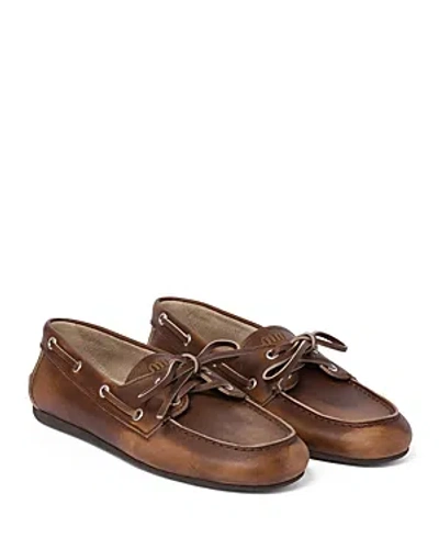 Miu Miu Burnt Brown Moccasin In Vintage Effect Leather