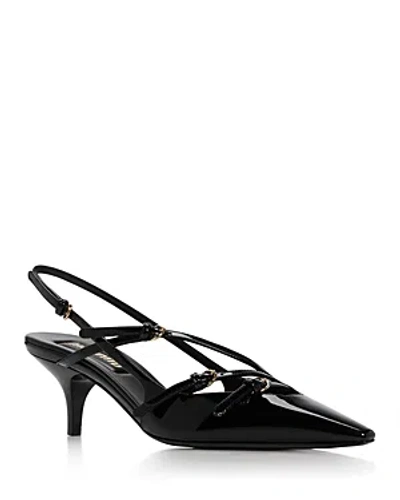 MIU MIU WOMEN'S POINTED TOE SLINGBACK SANDALS