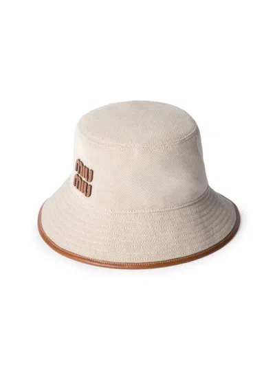 Miu Miu Women's Canvas And Leather Bucket Hat