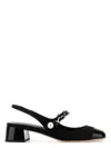Miu Miu Black Canvas And Leather Pumps