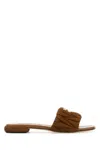 Miu Miu Women Caramel Suede Slippers