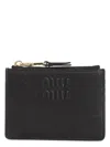 Miu Miu Mini Leather Cardholder In Black