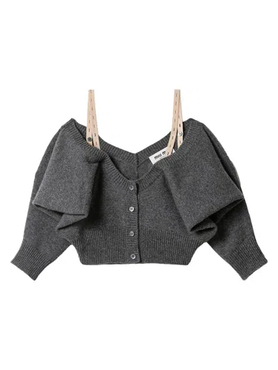 Miu Miu Women's Cashmere Cardigan In Gray