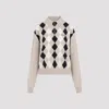 Miu Miu Collared Sweater Long Sleeves Regular Fit In Nude & Neutrals