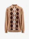 Miu Miu Argyle Pattern Cashmere Polo Pullover In Multi