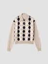 Miu Miu Collared Sweater Long Sleeves Regular Fit In Beige Multi