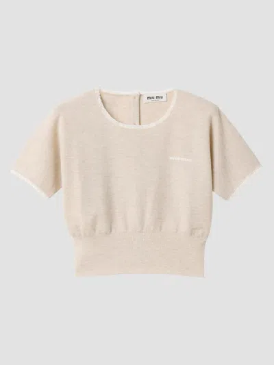 Miu Miu Cashmere Sweater In Neutral
