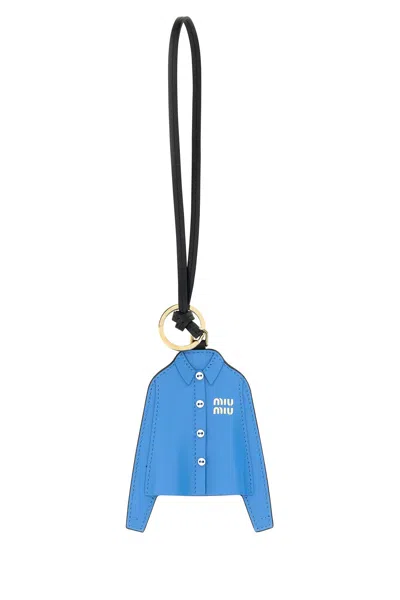 Miu Miu Women Cerulean Blue Leather Keyring